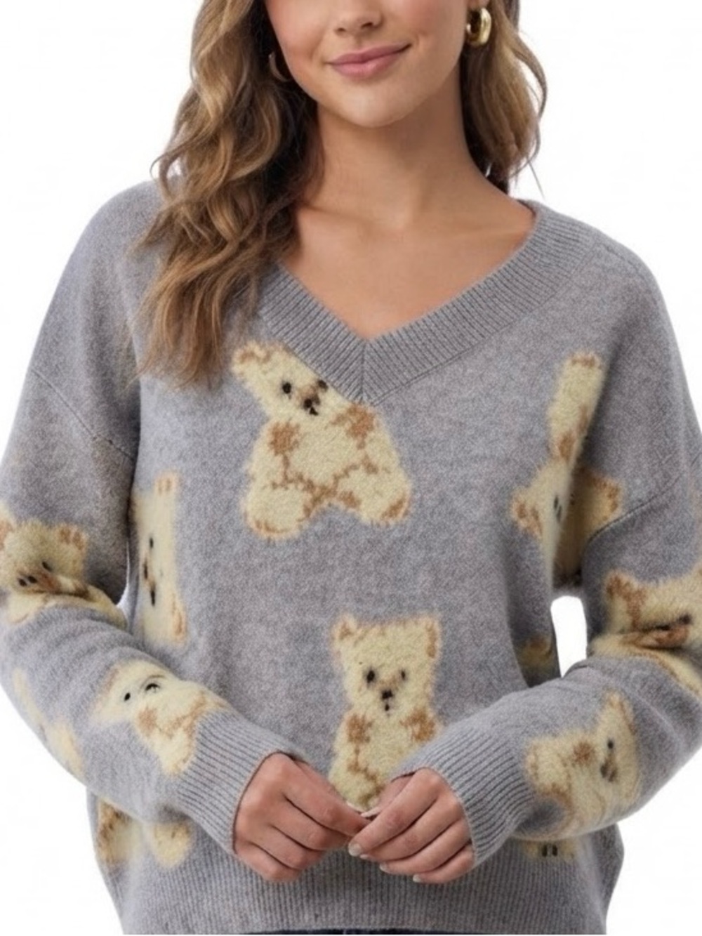 Adorable Gray Teddy Bear Sweater